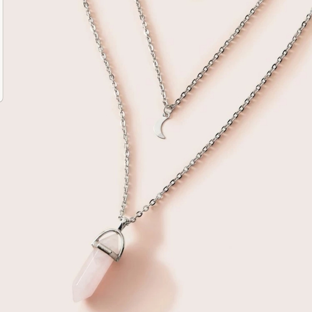 ◇Willow◇ Silver Layered Crystal Necklace - Picture 3 of 5